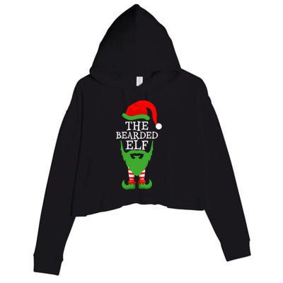 Festive Holiday Matching Ugly Christmas Sweater Bearded Elf Crop Fleece Hoodie