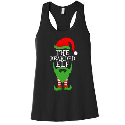 Festive Holiday Matching Ugly Christmas Sweater Bearded Elf Women's Racerback Tank