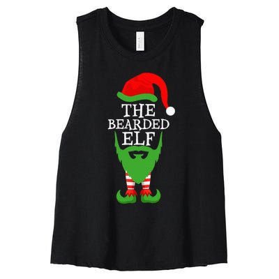 Festive Holiday Matching Ugly Christmas Sweater Bearded Elf Women's Racerback Cropped Tank