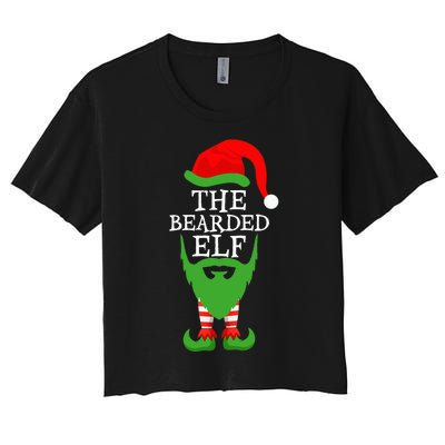 Festive Holiday Matching Ugly Christmas Sweater Bearded Elf Women's Crop Top Tee