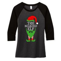 Festive Holiday Matching Ugly Christmas Sweater Bearded Elf Women's Tri-Blend 3/4-Sleeve Raglan Shirt