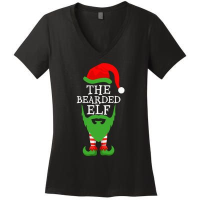 Festive Holiday Matching Ugly Christmas Sweater Bearded Elf Women's V-Neck T-Shirt