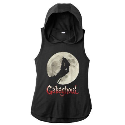 Funny Hand Moon Gabagool Halloween Ladies PosiCharge Tri-Blend Wicking Draft Hoodie Tank