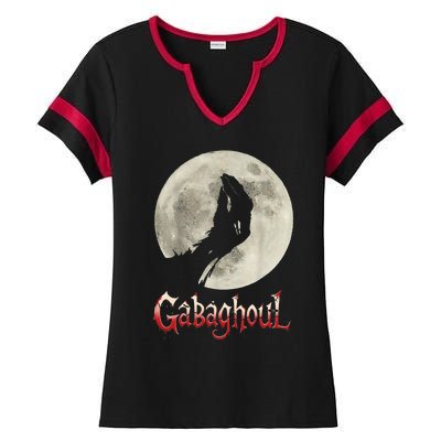 Funny Hand Moon Gabagool Halloween Ladies Halftime Notch Neck Tee