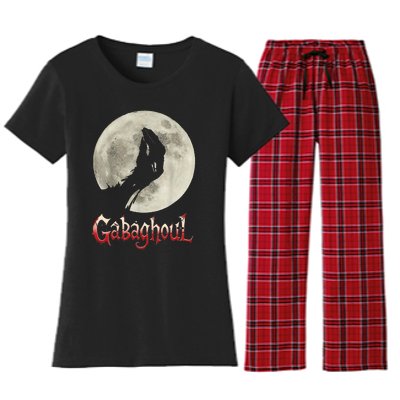 Funny Hand Moon Gabagool Halloween Women's Flannel Pajama Set