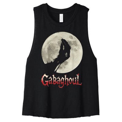 Funny Hand Moon Gabagool Halloween Women's Racerback Cropped Tank