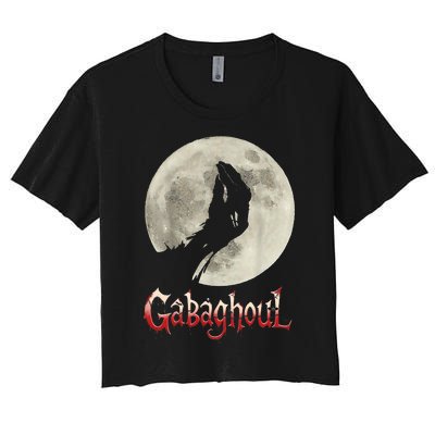 Funny Hand Moon Gabagool Halloween Women's Crop Top Tee