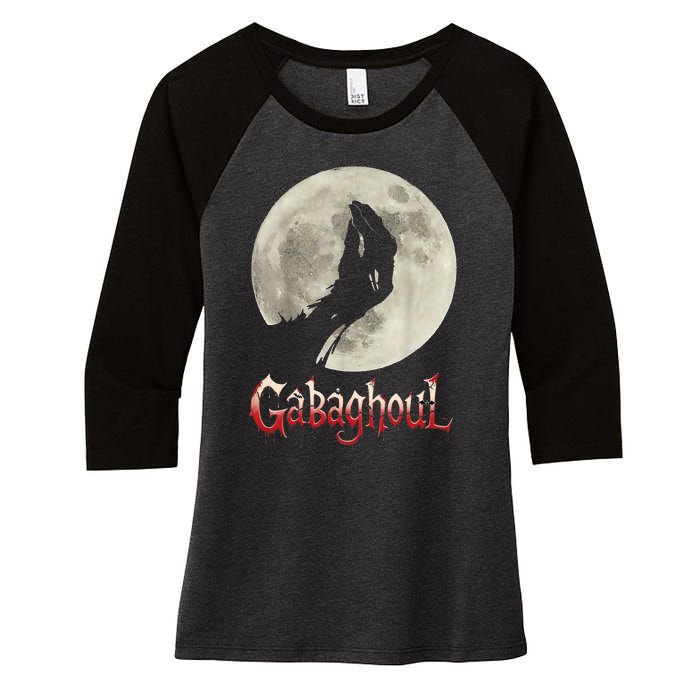 Funny Hand Moon Gabagool Halloween Women's Tri-Blend 3/4-Sleeve Raglan Shirt