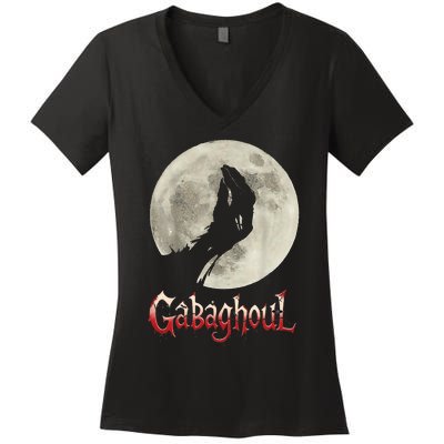 Funny Hand Moon Gabagool Halloween Women's V-Neck T-Shirt