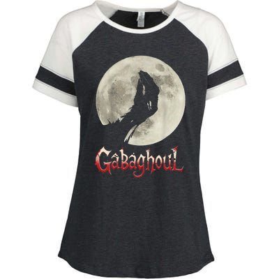 Funny Hand Moon Gabagool Halloween Enza Ladies Jersey Colorblock Tee