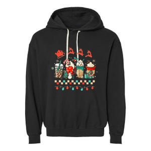 Festive Holiday Mug Retro Winter Vibes & Cozy Christmas Garment-Dyed Fleece Hoodie