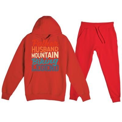 Father Husband Mountain Biking Legend FatherS Day Bikers Gift Premium Hooded Sweatsuit Set