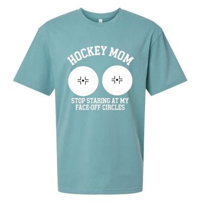 Funny Hockey Mom Stop Staring At My Face Off Circles Sueded Cloud Jersey T-Shirt