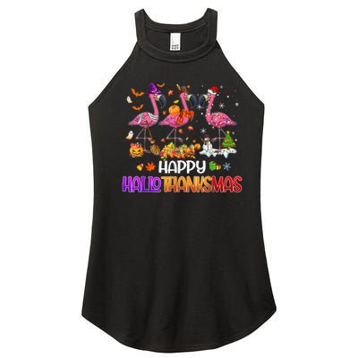 Flamingo Halloween Merry Christmas Happy Hallothanksmas Women’s Perfect Tri Rocker Tank