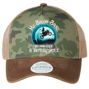 Funny Halloween My Broom Broke So Now I Ride A Motorcycle Legacy Tie Dye Trucker Hat