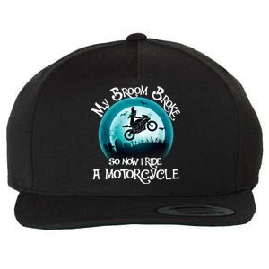 Funny Halloween My Broom Broke So Now I Ride A Motorcycle Wool Snapback Cap