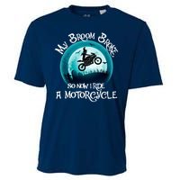 Funny Halloween My Broom Broke So Now I Ride A Motorcycle Cooling Performance Crew T-Shirt