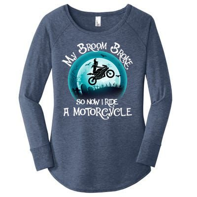 Funny Halloween My Broom Broke So Now I Ride A Motorcycle Women's Perfect Tri Tunic Long Sleeve Shirt