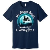 Funny Halloween My Broom Broke So Now I Ride A Motorcycle Premium T-Shirt