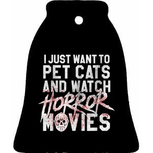 Funny Horror Movie Fan Halloween Cat Lover Gift Ceramic Bell Ornament