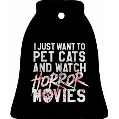 Funny Horror Movie Fan Halloween Cat Lover Gift Ceramic Bell Ornament