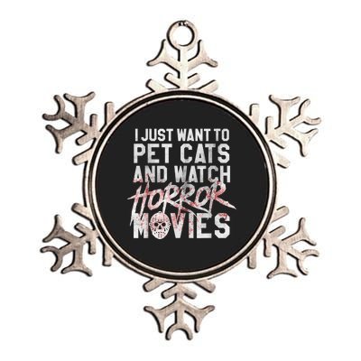 Funny Horror Movie Fan Halloween Cat Lover Gift Metallic Star Ornament