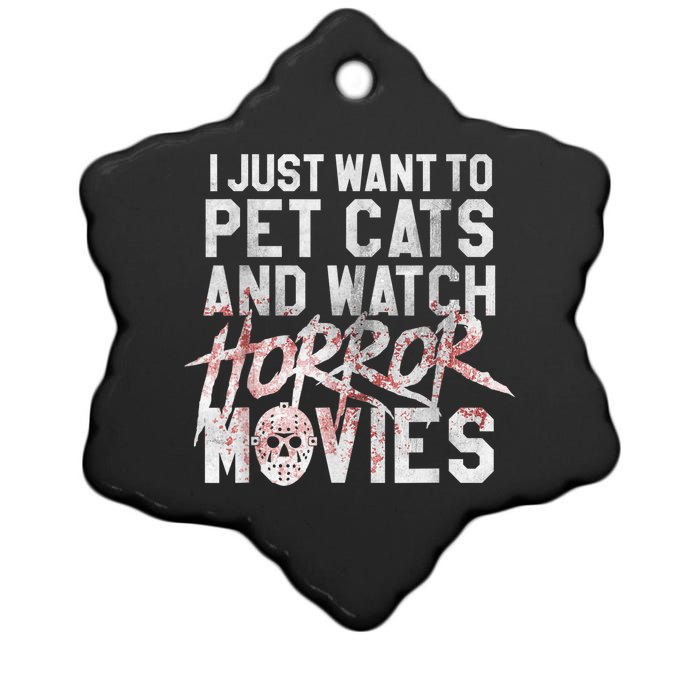 Funny Horror Movie Fan Halloween Cat Lover Gift Ceramic Star Ornament