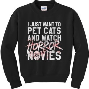 Funny Horror Movie Fan Halloween Cat Lover Gift Kids Sweatshirt