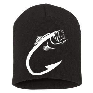 Fish Hook Minimal Art Cool Fishing Lover Art Lover Short Acrylic Beanie