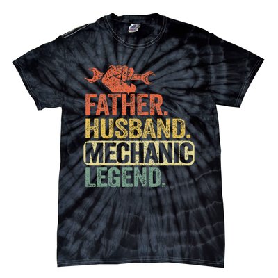 Father Husband Mechanic Legend Car Vintage Auto Mechanics Tie-Dye T-Shirt