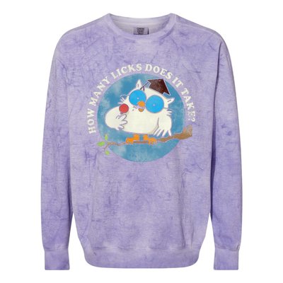 Funny How Many Licks Does It Take Funny Owl Lover Colorblast Crewneck Sweatshirt