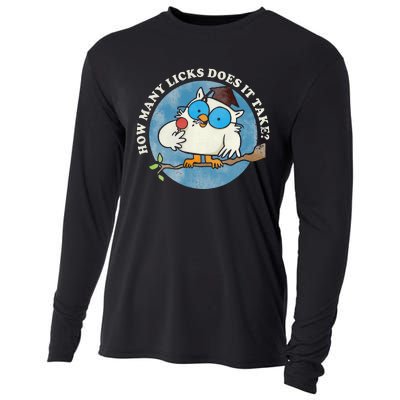 Funny How Many Licks Does It Take Funny Owl Lover Cooling Performance Long Sleeve Crew