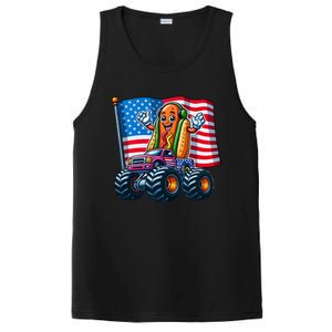 Funny Hotdog Monster Truck 4th Of July American Flag Gift PosiCharge Competitor Tank