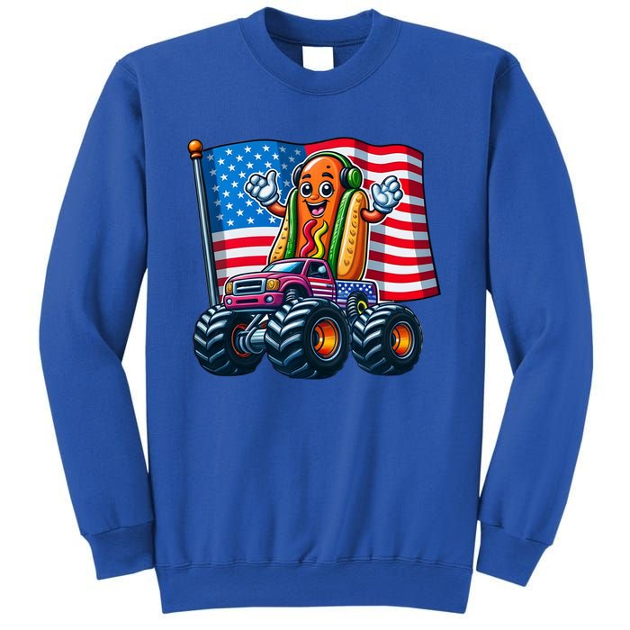 Funny Hotdog Monster Truck 4th Of July American Flag Gift Sweatshirt