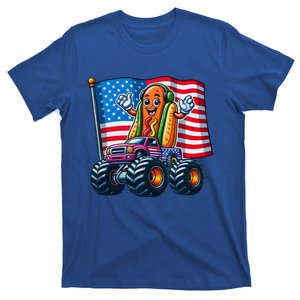 Funny Hotdog Monster Truck 4th Of July American Flag Gift T-Shirt