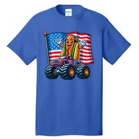 Funny Hotdog Monster Truck 4th Of July American Flag Gift Tall T-Shirt