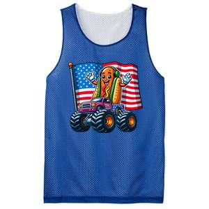 Funny Hotdog Monster Truck 4th Of July American Flag Gift Mesh Reversible Basketball Jersey Tank