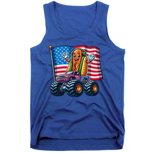 Funny Hotdog Monster Truck 4th Of July American Flag Gift Tank Top