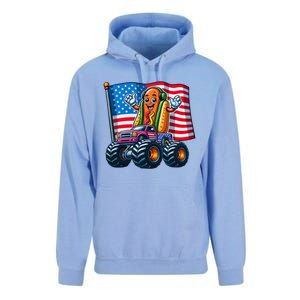 Funny Hotdog Monster Truck 4th Of July American Flag Gift Unisex Surf Hoodie