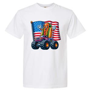 Funny Hotdog Monster Truck 4th Of July American Flag Gift Garment-Dyed Heavyweight T-Shirt