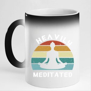 Funny Heavily Meditated Yoga Meditation Gift Meaningful Gift 11oz Black Color Changing Mug