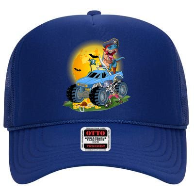 Funny Halloween Monster Truck Pirate Dinosaur T Rex Meaningful Gift High Crown Mesh Back Trucker Hat