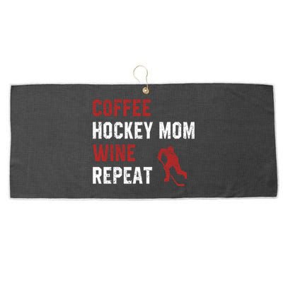 Funny Hockey Mom Sayings Coffee Hockey Mom Wine Repeat Gift Cool Gift Large Microfiber Waffle Golf Towel