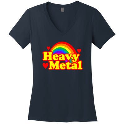 Funny Heavy Metal Rainbow Women's V-Neck T-Shirt