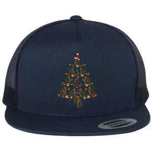 French Horn Music Lover Xmas Gift French Horn Christmas Tree Flat Bill Trucker Hat