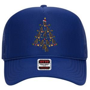 French Horn Music Lover Xmas Gift French Horn Christmas Tree High Crown Mesh Back Trucker Hat