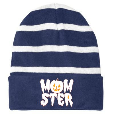 Funny Halloween Momster Monster Striped Beanie with Solid Band