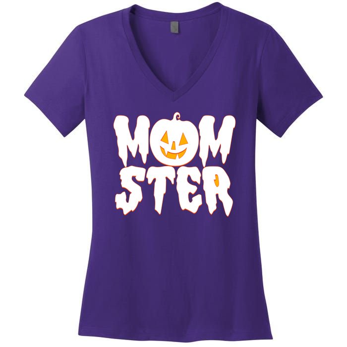 Funny Halloween Momster Monster Women's V-Neck T-Shirt