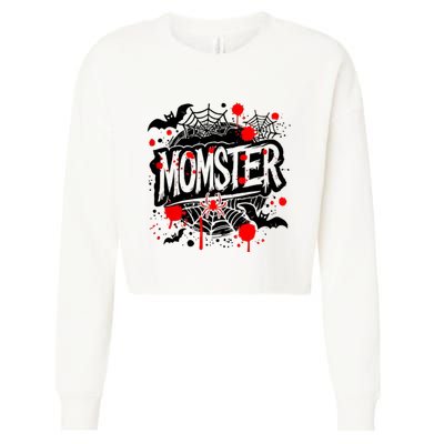 Funny Halloweem Momster Monster Mommy Mom Mother Matching Family Cropped Pullover Crew