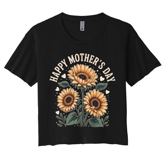 Funny Happy Mothers Day Cute Floral For Women Mom Grandma Crop Top